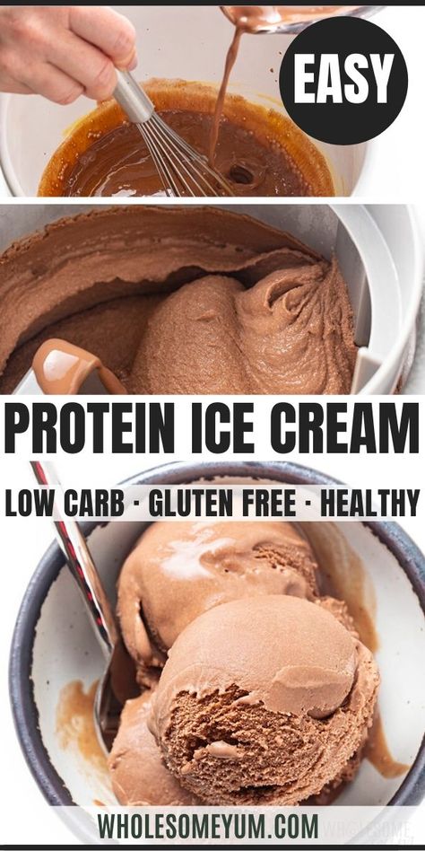 Protein Powder Ice Cream, Chocolate Protein Ice Cream, High Protein Ice Cream, Low Carb Ice Cream Recipe, Low Calorie Ice Cream, Protein Ice Cream Recipe, Protein Ice Cream Recipes, Easy Protein, High Protein Desserts