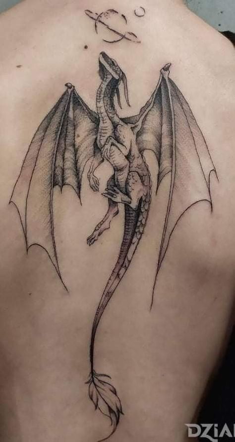 Thestral Tattoo, Dragon Tattoo Back, Dragon Tattoo Meaning, Flower Spine Tattoos, Red Dragon Tattoo, Lightning Tattoo, Bookish Tattoos, Dragon Tattoo For Women, Fantasy Tattoos