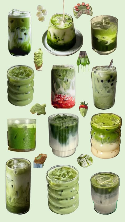 Aesthetic Foods To Make, Matcha Wallpaper, Green Aestethic, Boba Matcha, Matcha Drink Recipes, Recipes Aesthetic, Matcha Girl, Cafe Drinks, Matcha Lover