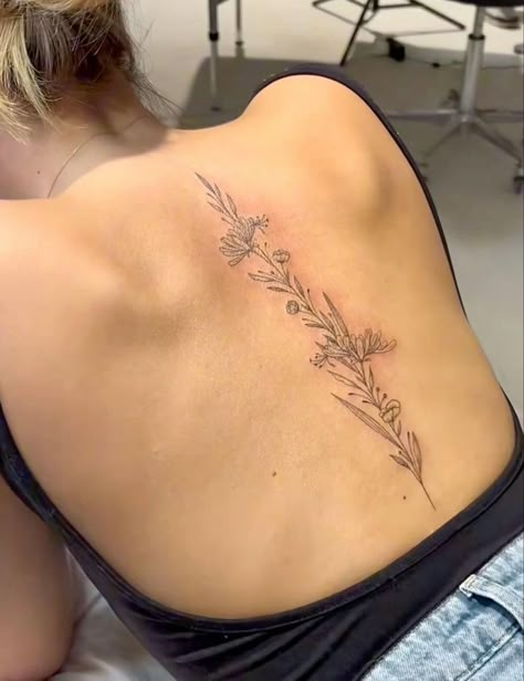 Feminine Cross Tattoo, Spine Tats, Upper Thigh Tattoos, Feminine Skull Tattoos, Flower Spine Tattoos, Rib Tattoos For Women, Basic Tattoos, Thigh Tattoo Designs, Elbow Tattoos