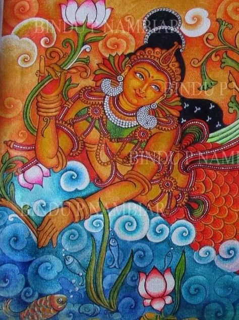 Kerela Paintings, Mural Painting Kerala, Kerala Painting, Kerala Art, Kerala Mural Art, Indian Traditional Paintings, Mural Art Design, Rama Krishna, Mural Paintings