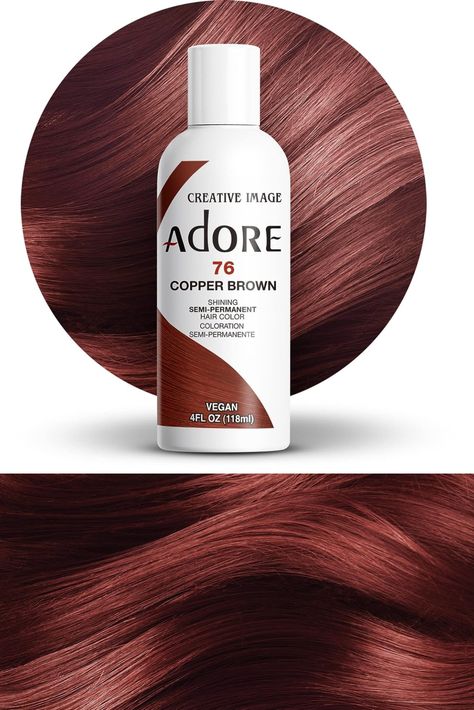 Experience the vibrant and cruelty-free world of hair color with Adore Semi Permanent Hair Color in the beautiful shade of 076 Copper Brown. Transform your locks and express your unique style with this 4 fl oz bottle of vegan hair dye, priced at just $7.99. Say goodbye to dull hair and hello to a new, bold you. Adore Copper Brown Hair Color, Copper Brown Hair Dye, Adore Semi Permanent Hair Color, Adore Hair Dye, Acne Prone Skin Care Routine, Copper Brown Hair Color, Red Hair Dye, Copper Brown Hair, Vegan Hair Dye