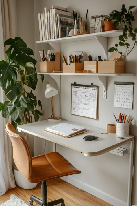 15 Tips for the Ultimate Cozy Desk Setup: From Gaming to Studying in Style – Elegant Inspo Home Office Japandi Style, Desk Corner Bedroom, Cute Desk Space, Office Set Up At Home, Japandi Office Room, Cozy Therapy Office Aesthetic, Bedroom And Workspace Ideas, Cozy Home Office Decor, Study Space Ideas In Bedroom