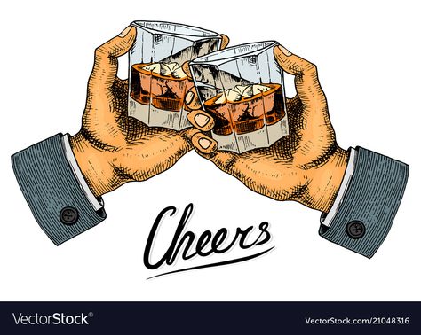 Whiskey Illustration, Cheers Illustration, Alcohol Illustration, Cheer Clipart, Bottle Drawing, Strong Drinks, Beer Art, Classic Poster, American Whiskey