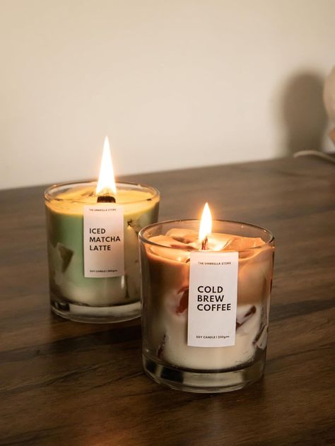 coffee candles, holiday living, christmas decor, winter candles, christmas gifting, gift ideas Iced Coffee Candle, Vanilla Cold Brew, Candle Bouquet, Craft Fair Booth Display, Coffee Scented Candles, Coffee Ice Cubes, Gel Wax, Iced Matcha Latte, Gel Candles