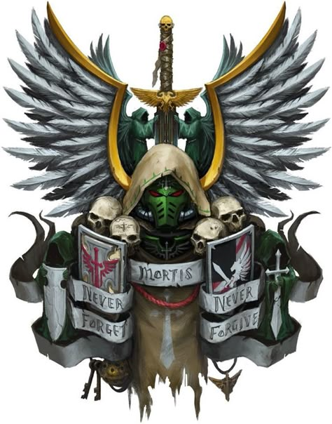 Dark Angels coat of arms. Chapter Inspiration, Dark Angel Tattoo, Warhammer 40k Dark Angels, Dark Angles, Warhammer Dark Angels, 40k Dark Angels, Arte Heavy Metal, Dark Angels 40k, Thanksgiving Board