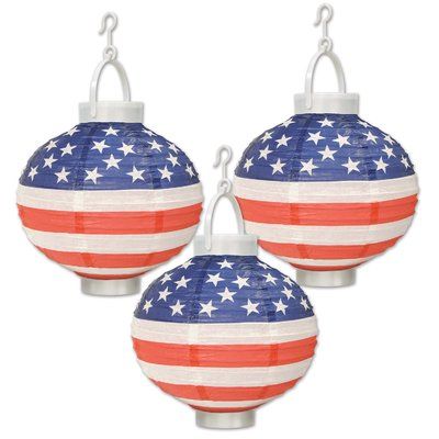 The Holiday Aisle Patriotic Light-Up Paper Lantern (Set of 2) Paper Lantern Centerpieces, Patriotic Lanterns, Paper Centerpieces, Paper Lantern Decor, Lantern Centerpieces, Lantern Set, Patriotic Party, 4th Of July Celebration, Paper Lantern