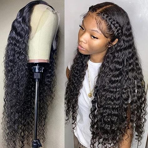 Beautiful 26 inch pre-plucked HD lace wig with natural looking baby hair and 180% density deep wave curls are gorgeous! Best Lace Wigs, Long Hair Waves, Textured Curly Hair, Long Hair Wigs, Colored Curly Hair, Human Wigs, Lace Front Human Hair, Lace Hair, Front Lace Wigs Human Hair