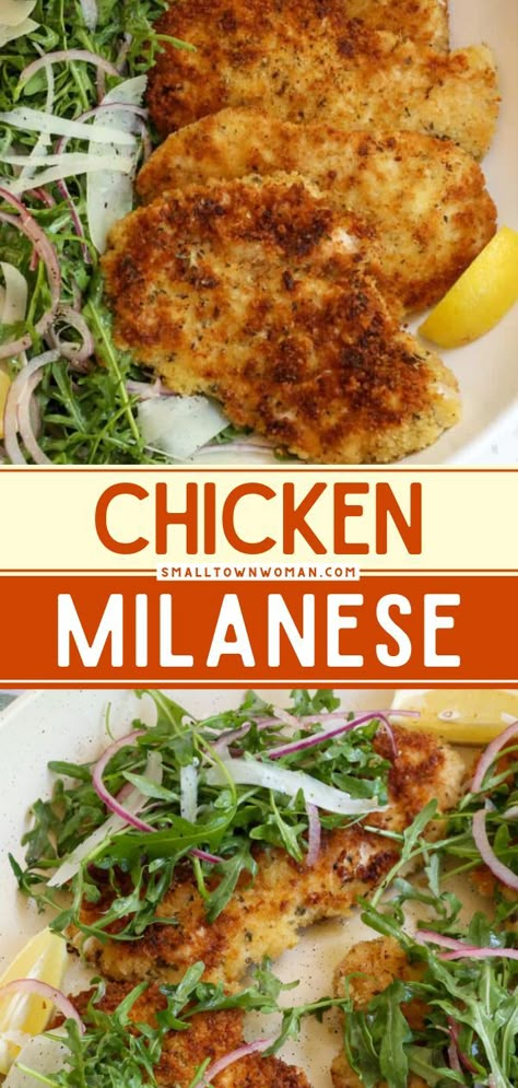 Chicken Milanese, chicken dinner recipe, how to make chicken Milanese,weeknight dinners Gluten Free Chicken Milanese, Chicken Milanese Baked, Chicken Melinase, Breaded Chicken Meal Ideas, Oven Baked Chicken Milanese, Chicken Milanese Recipe Air Fryer, Crispy Chicken Milanese, Breaded Chicken With Pasta, Paneed Chicken Recipes