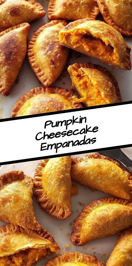 Pumpkin Cheesecake Empanadas with Caramel - These pumpkin cheesecake empanadas are the perfect blend of creamy pumpkin filling wrapped in a flaky crust, drizzled with rich caramel sauce. Ideal for fall baking and satisfying your sweet tooth cravings. Cheesecake Empanadas, Mexican Themed Food, Pumpkin Empanadas, Spice Cheesecake, Pumpkin Spice Cheesecake, Pumpkin Filling, Mexican Christmas, Pumpkin Spice Lattes, Themed Food