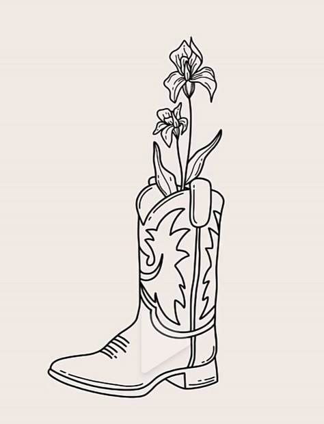 Cowboy Boots Drawing, Cowboy Boot Tattoo, Cowgirl Tattoos, Cowboy Tattoos, Tattoos Infinity, Western Tattoos, Tattoos Geometric, Western Wallpaper, Cowgirl Art