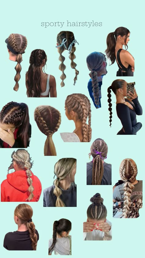 👱🏼‍♀️🎀⚽️ Up Hairstyles Sports, Hair Styles For Sports Long Hair, X Braids Hairstyles, Good Hairstyles For Sports, Hair For Athletes, Cute Hairstyles For Horseback Riding, Race Day Hair Styles, Hair Styles For Game Days, Sporty Hairstyles For Thick Hair