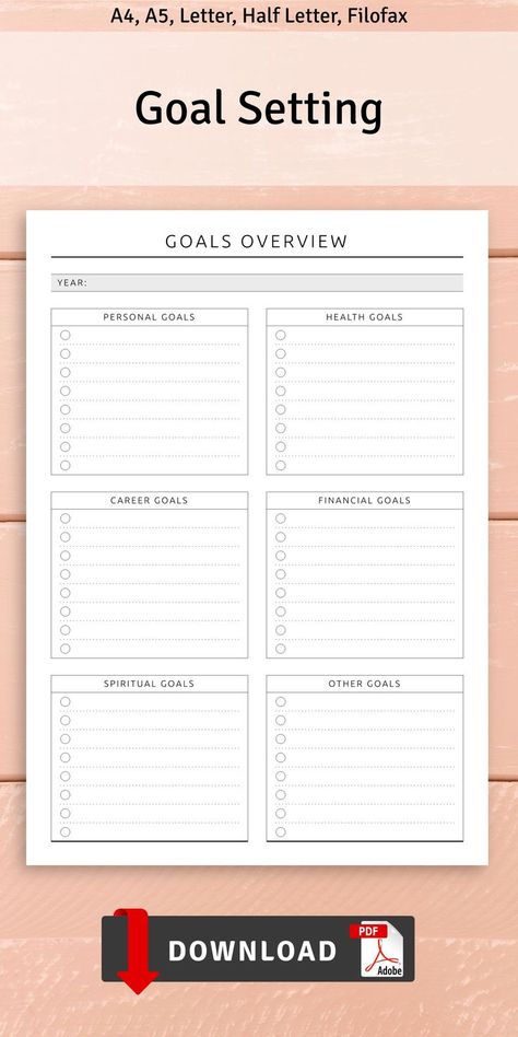 Goals List Printable, Goal Planner Printable Free, Goal Planner Free, Goal Planning Worksheet, Life Goal Planner, Smart Goals Worksheet, Organisation Ideas Planners, Smart Goals Template, Aesthetic Journal Ideas