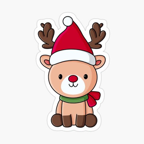 Get my art printed on awesome products. Support me at Redbubble #RBandME: https://www.redbubble.com/i/sticker/Christmas-Reindeer-cute-reindeer-by-celeboxs/164894294.EJUG5?asc=u Christmas Cute Stickers Printable, Reindeer Clipart Christmas, Christmas Stiker, Christmas Sticker Ideas, Reindeer Cartoon, Reindeer Cute, Reindeer Clipart, Boca Junior, Cartoon Reindeer