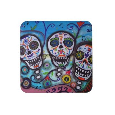 Mariachi Singers Dia de los Muertos Coasters Mexican Street Art, Mexican Skull Art, Mexican Life, Skull Coasters, Mexican Wall Art, Modern Folk, Mexican Skulls, Mexican Street, Sugar Skull Art