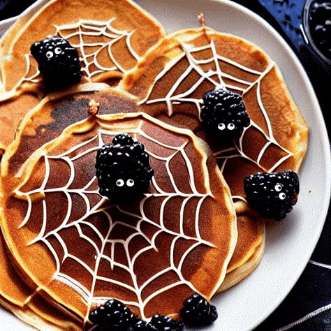 Halloween Breakfast Food, Spooky Breakfast, Halloween Breakfast Ideas, Halloween Pancakes, Halloween Brunch, Halloween Deserts, Halloween Themed Food, Halloween Breakfast, Healthy Halloween Treats