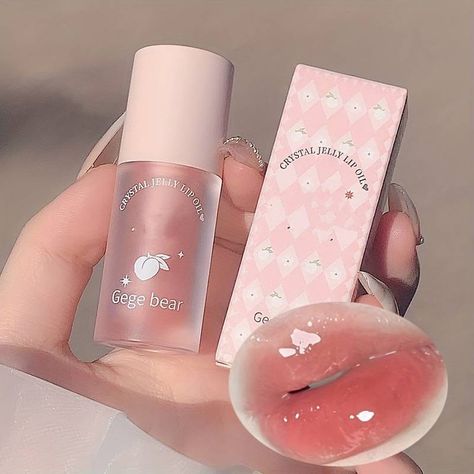 Peach Flavor Water Glow Crystal Jelly Lip Oil Moisturizing Fading Lip Lines Jelly Plumping Lip Gloss Glass Lip Valentines Day Gifts - Beauty & Health - Temu Portugal Gege Bear, Crystal Jelly, Korean Lips, Best Lip Gloss, Fruit Scent, Makeup Accesories, Hydrating Lip Gloss, Fancy Makeup, Plumping Lip Gloss