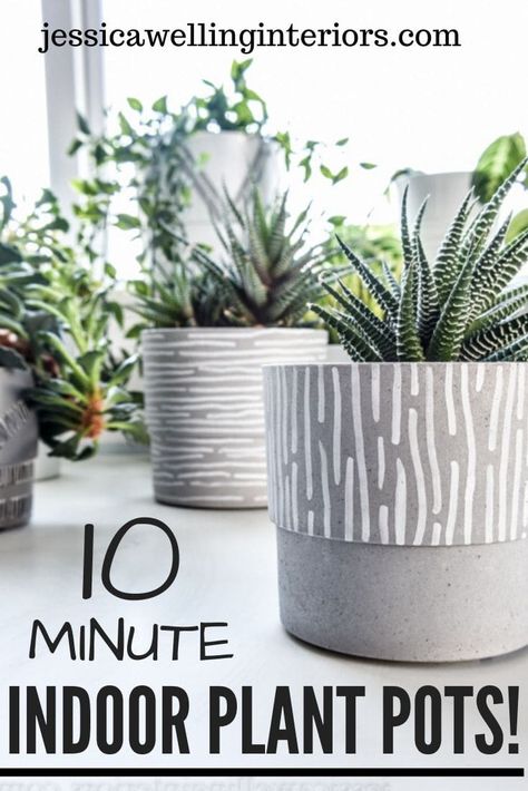 Upgrade cheap planters from Ikea to make these ultra-easy modern indoor plant pots! All you need is a pot and a paint pen. No artistic ability required! Cheap Plant Pots, Cheap Planters, Diy Planters Pots, Diy Planters Indoor, Plant Pot Ideas, Pot Diy, Planters Diy, Plant Pot Design, Plant Pot Diy