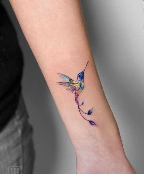 Small Hummingbird Tattoo, Miniature Tattoos, Hummingbird Tattoos, Bird Tattoos For Women, Muster Tattoos, Bird Tattoos, Tasteful Tattoos, Tatuaje A Color, Wrist Tattoos For Women