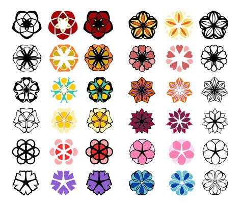 Japan Flower, Black Line Art, Geometric Flowers, Art Elements, Geometric Flower, Flower Ornaments, Black Line, Logo Banners, Cityscape Photos