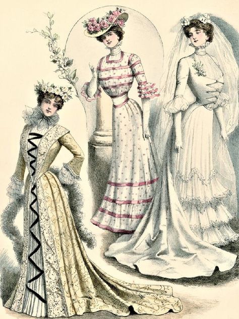 1901 Fashion Plate, 1900 Fashion Plate, 1901 Fashion, 1909 Fashion, Edwardian Fashion Plates, Edwardian Women, Edwardian Era Fashion, Floral Dress Fashion, The Cherry Orchard