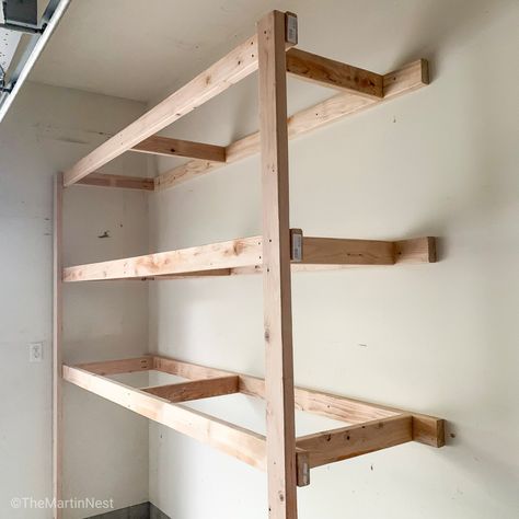 Building Garage, Wooden Storage Shelves, Garage Storage Inspiration, Diy Garage Storage Cabinets, Diy Storage Shelves, Garage Shelves, Garage Storage Shelves, Utility Shelves, Diy Garage Door