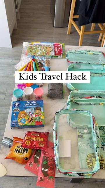 Hollie-Evelyn ✨ on Instagram: "My favourite travel hack ever ✈️ | pack the kids activity bags with me and find all the details below ⬇️ Tag a friend who’s off on their holidays soon and save so you can come back for inspo ☀️ We packed: Mini colouring and activity books, from @bakerrossltd @waterstones @usborne_books @lovewilko Stickers, lots of stickers!! Mini skinny and wipe away magic board £1.50 @waterstones Pens that all stay together on a loop (will link in highlights) Play doh & c Roadtrip Activities For Kids Busy Bags, Holiday Hacks With Kids, Travel Activity Book, Airplane Essentials For Kids, Travel Entertainment For Kids, Plane Hacks For Kids, Travel Must Haves For Kids, Airplane Kids Activities, Kids Travel Essentials