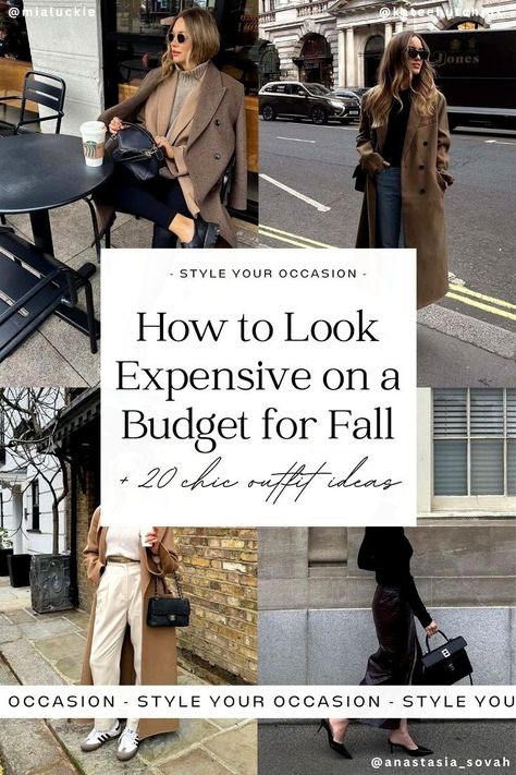 How to look expensive on a budget this fall. Looking expensive and quiet luxury doesn’t need to break the bank- we’re sharing essential women’s fashion tips for looking put together and chic in the fall for cheap. Click through for the best fall chic style tips, chic outfit ideas fall, and fall wardrobe basics to look expensive on a budget. quiet luxury fall outfits, old money fall aesthetic, fall fits, fall outfits 2024, fall style on a budget Old Money Fall Aesthetic, Dress Expensive On A Budget, Fall Outfits Old Money, Chic Outfits Fall, Dress Expensive, Fall Wardrobe Basics, Looking Expensive, Old Money Fall, Looking Put Together