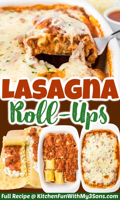 Lasagna Roll Ups For 2, Lasagna Rollups Recipe With Ricotta, Lasagne Roll Ups Easy, Roll Up Lasagna, Lasagne Rollups, Italian Casserole, Delicious Family Dinners, Lasagna Roll Ups, Fantastic Recipes