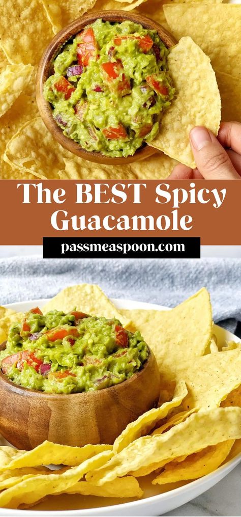 This guacamole is creamy and chunky, spicy and flavorful.  Made with a couple unique spices to give it a fun flair and extra kick, it will stand out at any party! Spicy Guacamole Recipe, Making Guacamole, Authentic Guacamole Recipe, Authentic Guacamole, Creamy Guacamole, Guacamole Recipes, Spicy Guacamole, Chunky Guacamole, Couple Fun