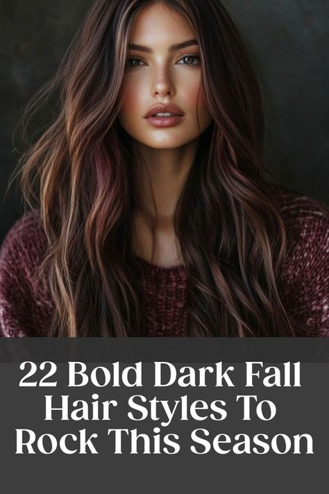 Fall Hair Cool Skin Tone, Chocolate Brown Reddish Hair, Dramatic Fall Hair Color, Fall Hair Colors For Blue Eyes Fair Skin, Fall Solid Hair Colors, Dark Brown Hair Fall 2024, Fall Hair For Dark Hair, Deep Brunette Hair Color With Highlights, Dark Fall Hair Ideas