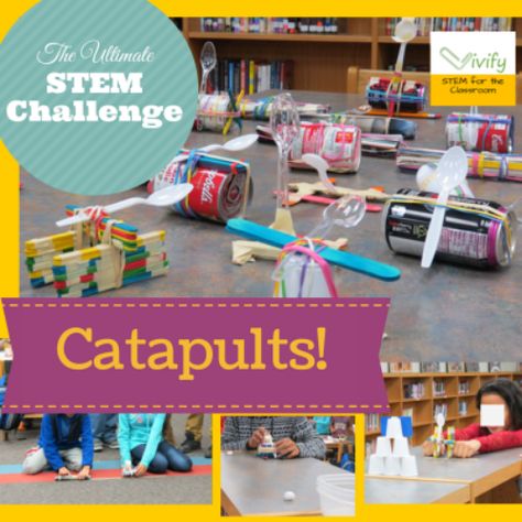 After years of STEM activities, including towers, bridges, race cars, and rockets, one my favorites is the classic catapult challenge! I believe it incorporates all aspects of a quality STEM activity: easy math connection, engineering design process, student-driven learning, and hands-on fun! Read on to see my ideas to incorporate into your classroom or to download our TpT Catapult STEM Challenge! Science Experience, Stem Club, Steam Challenges, Makerspace Ideas, Easy Math, Science Design, Stem Lesson, Engineering Design Process, Stem Ideas