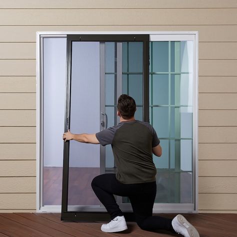 Sliding Patio Screen Door, Screen Door Handle, French Doors With Screens, Sliding Screen Door, Patio Screen Door, Patio Screen, Door Decks, Retractable Screen Door, Sliding Curtains