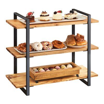 Cal-Mil 3 Shelf Frame Riser Display Case Industrial Decor Living Room, Food Display Table, Food Display Stands, Buffet Stand, Coffee Mug Display, Shelf Black, Display Risers, Food Stands, Buffet Display