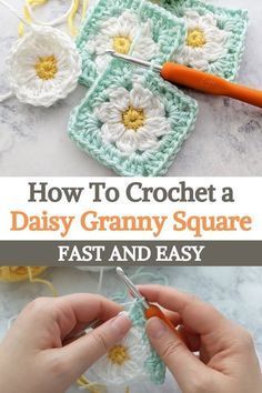 Crochet Portfolio, Granny Square Crochet Ideas, Granny Squares Ideas, Daisy Square, Daisy Granny Square, Motifs Granny Square, Crochet Flower Squares, Granny Square Crochet Patterns Free, شال كروشيه