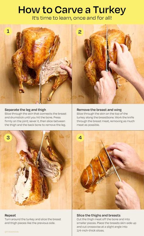 How to Carve a Turkey: The Easiest Method (Step-by-Step Guide) | The Kitchn Carve Turkey How To, How To Carve Turkey, Turkey Carving Tips, How To Slice A Turkey, How To Cut A Turkey Into Pieces, How To Carve A Turkey Video, How To Cut A Turkey, How To Carve A Turkey, Carving Turkey