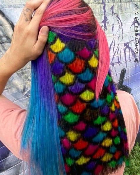 Peacock Hair Color, Neon Hair Color, Waterfall Braid Hairstyle, Vivid Hair, Dark Brunette Hair, Vivid Hair Color, Rainbow Hair Color, Neon Hair, Hair Dye Ideas