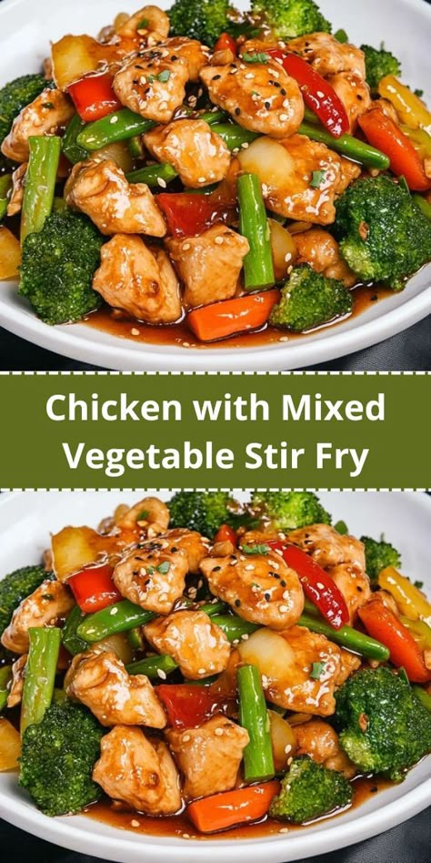 Chicken with Mixed Vegetable Stir Fry Chicken With Mixed Vegetables, Vegetable Stir Fry Sauce, Chinese Vegetable Stir Fry, Easy Chicken Stir Fry Recipe, Quick Stir Fry Recipes, Chicken Vegetable Stir Fry, Veg Stir Fry, Veggie Stir Fry Recipes, Mix Vegetable Recipe