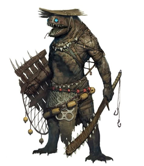 Fish Warrior, Rpg Monsters, Dnd Monsters, 다크 판타지, Monster Concept Art, Fantasy Races, Dnd Art, Fantasy Monster, Monster Design