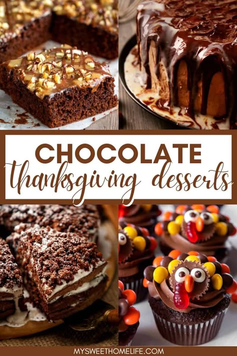 Chocolate Thanksgiving Desserts, Chocolate Fall Desserts, Chipotle Chicken Copycat, Pumpkin Chocolate Cheesecake, Halloween Finger Food, Dessert For Family, Thanksgiving Chocolate Desserts, Cute Thanksgiving Desserts, Chocolate Spice Cake