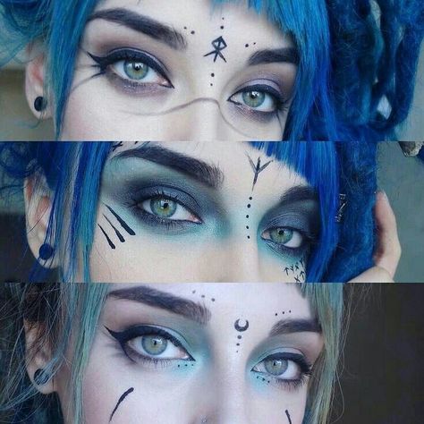 Night Elf markings Occult Makeup, Pagan Makeup, Naruto Outfits, Viking Makeup, Fete Emo, Witchy Makeup, Matte Make Up, Fantasy Make-up, Halloweenský Makeup