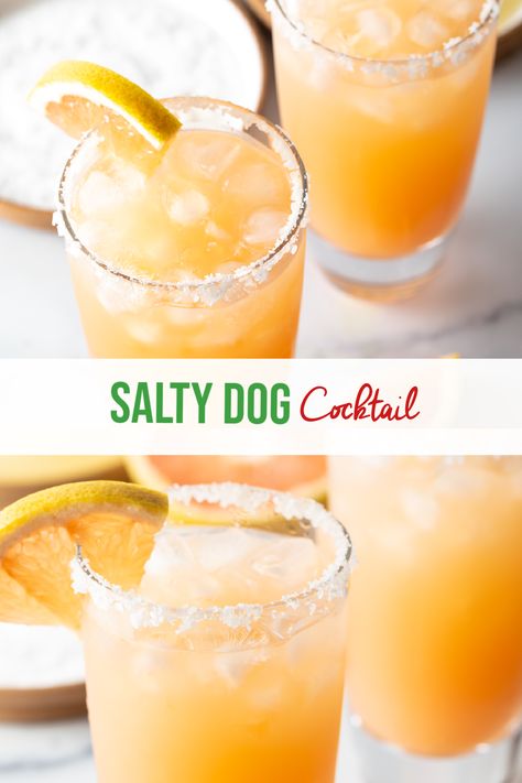 Club Soda Drinks, Salty Dog Cocktail Recipe, Unique Alcoholic Drinks, Unique Cocktail Recipes, Party Drinks Alcohol, Grapefruit Soda, Salty Dog, Summer Drink Recipes, Club Soda