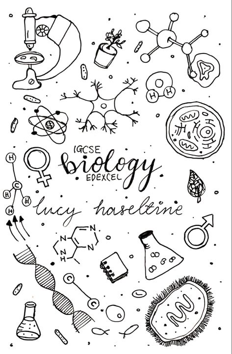 Biology Aesthetic Art Easy, Anatomy Cover Page Design, Science Doodles Biology, Front Page Ideas For Biology Project, Science Book Cover Design For School, Biology Doodle Art, Biology Cover Page Design Project, Biology Cover Page Design Aesthetic, Bio Cover Page