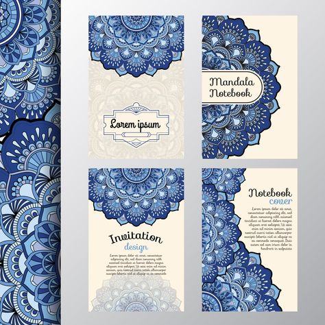 Mandala book cover and invitation Postcard Graphic Design, Arabic Mandala, Arabian Pattern, Mandala Card, Wedding Card Design Indian, Mandala Book, Art Brochures, Vintage Invitation, Logo Design Set