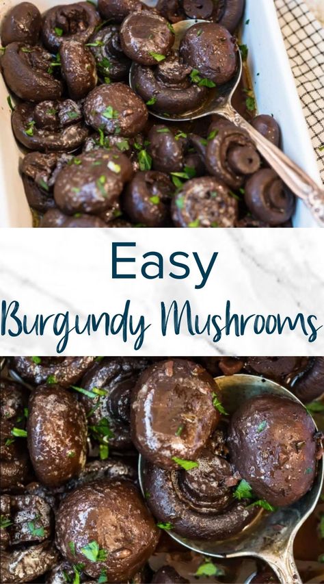 Dinner Mushrooms, Burgundy Mushrooms, Mushroom Side Dishes, Ideal Protein Recipes, The Cookie Rookie, Mushroom Dish, Cookie Rookie, Meat Dinners, Easy Side Dish