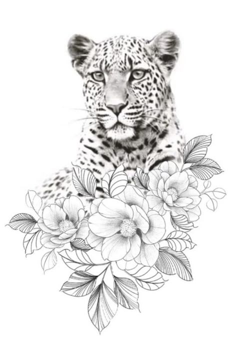 Tattoo Leopard, Cheetah Tattoo, Jaguar Tattoo, Leopard Tattoos, Tiger Tattoo Design, Wild Tattoo, Weird Tattoos, Tattoo Stencil Outline, Line Art Tattoos