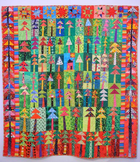 Little house in big woods, Freddy Moran. Freddie Moran, Freddy Moran, Wonky Houses, Tree Quilts, Improv Quilts, Holiday Quilts, House Quilts, Tree Quilt, Contemporary Quilts