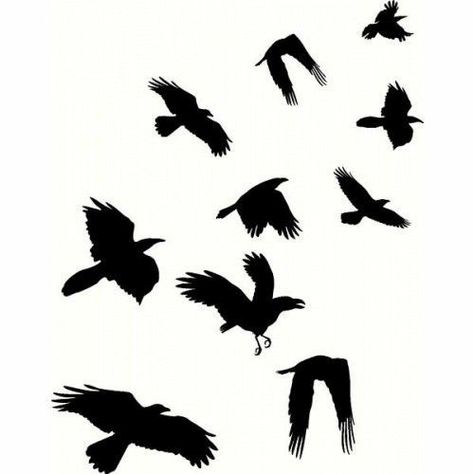 Itachi Crow Tattoo, Black Crow Tattoos, Crows Flying, Backyard Mural, Bird Tattoo Design, Raven Flying, Black Bird Fly, Flock Of Crows, Crow Tattoos