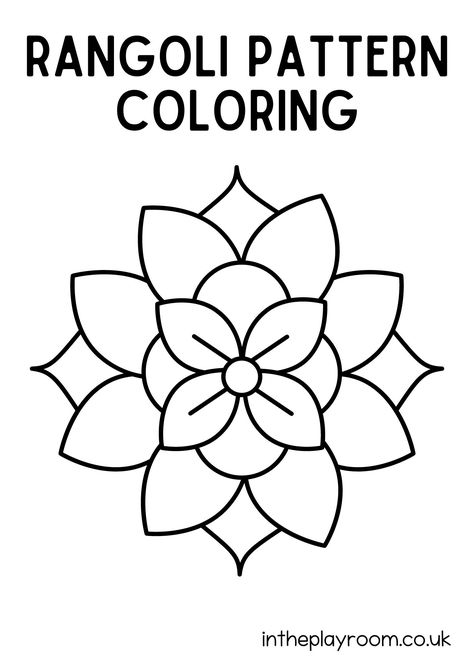 Diwali Rangoli Pattern Coloring Pages - In The Playroom Rangoli Template, Easy Rangoli Patterns, Diwali Colours, Traditional Rangoli Design, Happy Diwali Rangoli, Free Mosaic Patterns, Diwali Activities, Traditional Rangoli, Designs Rangoli