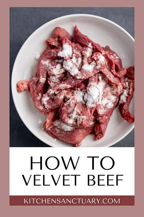 Velvet Beef, Meat Tenderizer Recipe, Velveting Meat, Velveting Beef, Stewing Steak, Beef Stir Fry Recipes, Recipes By Ingredients, Cuts Of Beef, Asian Stir Fry